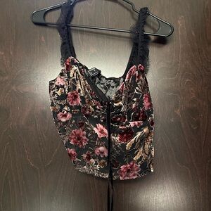 Forever 21 Black and Pink Floral Camisole